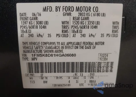 2017 Ford Explorer Xlt z USA, uszkodzony, nr VIN 1FM5K8D81HGA06080